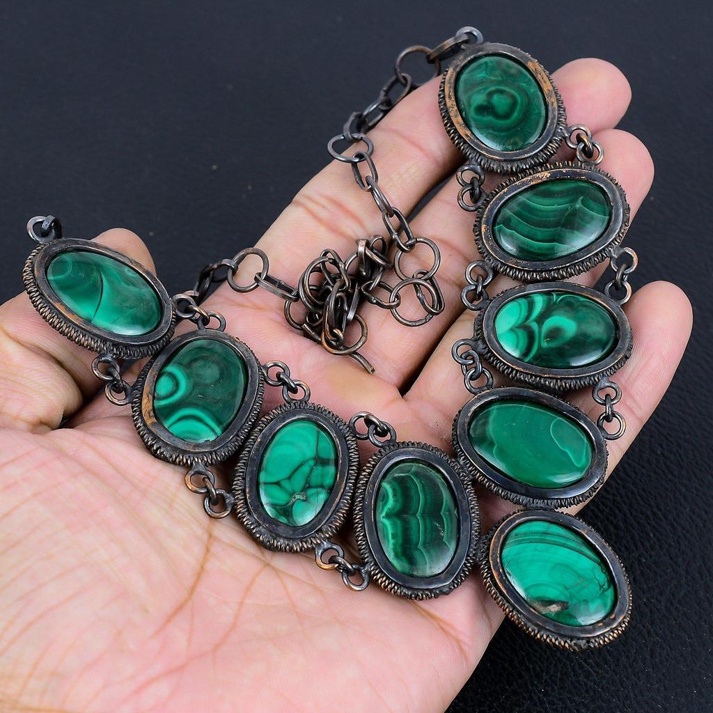 Малахитовое ожерелье, Ювелирные изделия из драгоценных камней, обернутые медной проволокой 999 пробы, Ожерелье ручной работы, Удивительные украшения, Подарок для нее