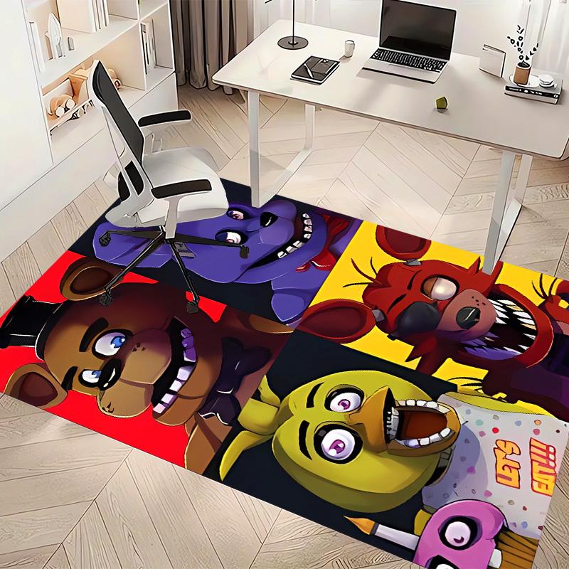Horror game F-FNAF Freddy Print Area Rug - Soft, Washable Non-Slip Indoor Mat for Office Chairs, Living Room, Home Office Decorative Rug