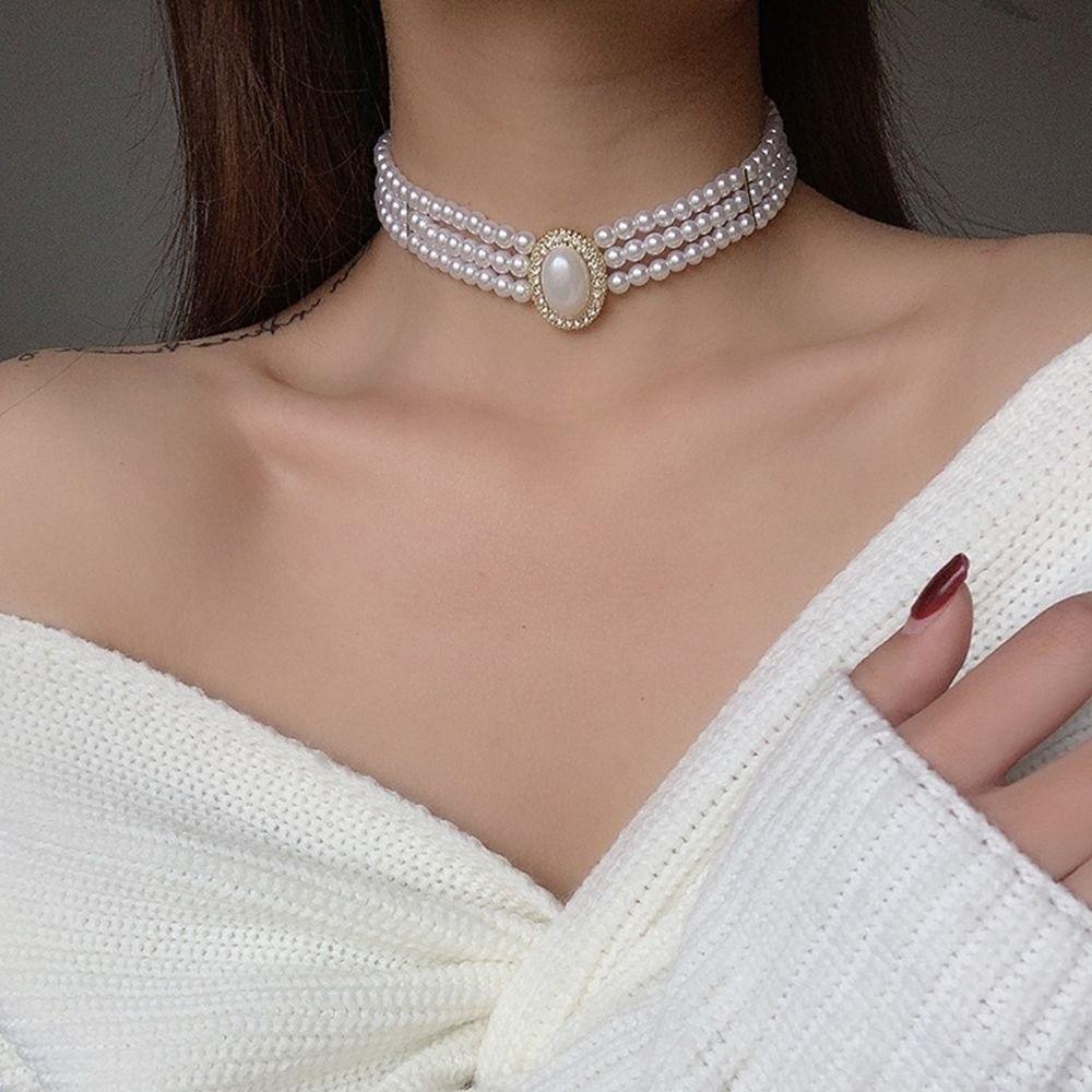 Multi-layer Pearl Pendant Jewelry Accessories Pearl Choker Fashion Retro Pearl Necklace Women