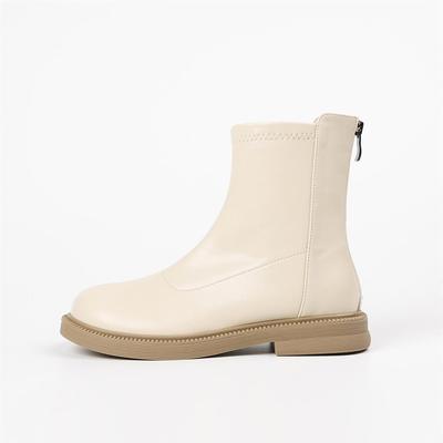 Ботильоны на платформе женские 2024 зимние универсальные круглые эластичные женские туфли с толстой подошвой средней длины осенние ботинки на платформе и каблуках