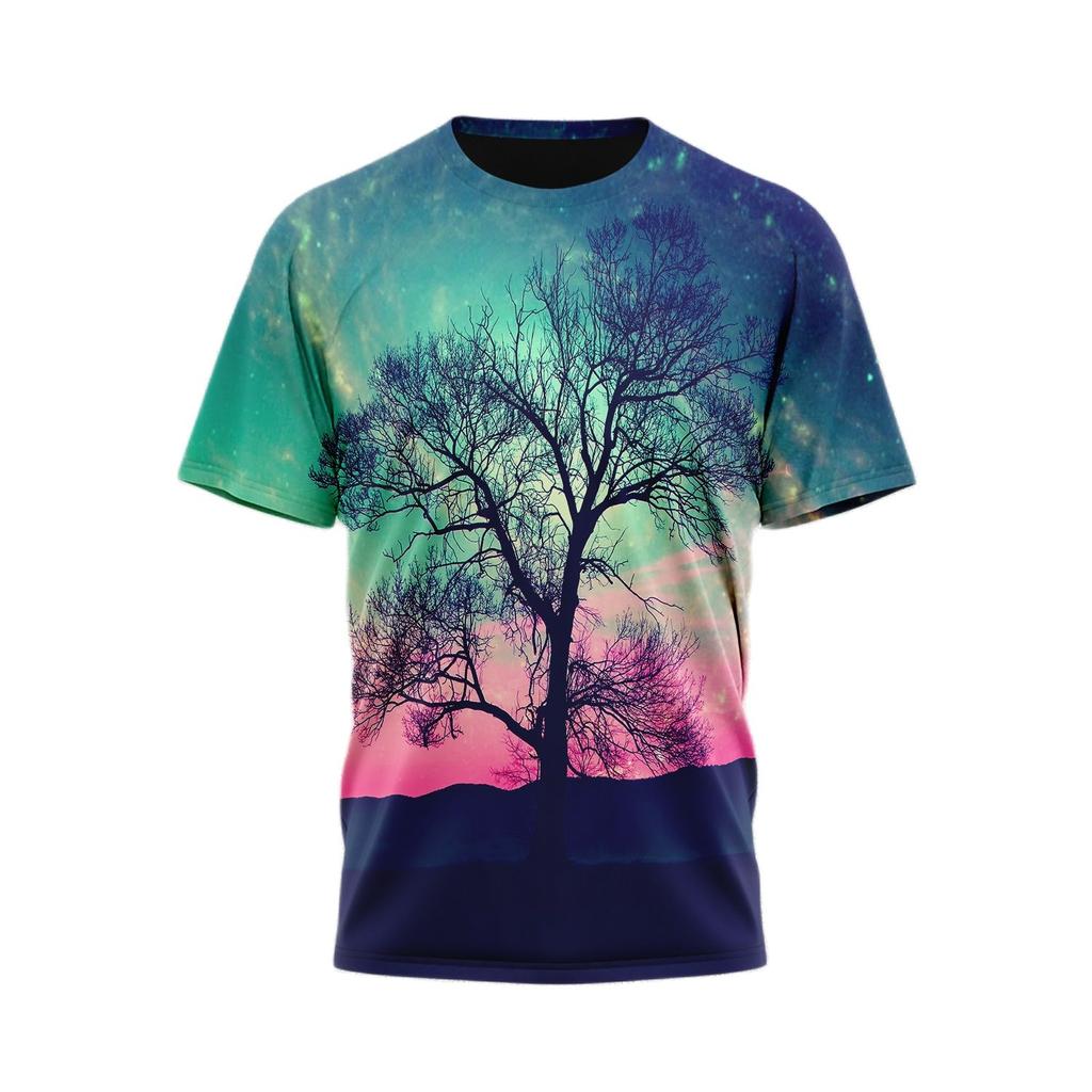 Мужская футболка с красивым природным пейзажем и принтом 3D, свободная дышащая удобная летняя одежда большого размера с круглым вырезом для мужчин