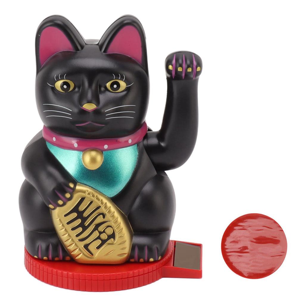 Машущая рука Lucky Cat на солнечной батарее, светочувствительная вращающаяся основа, приносящая богатство и удачу, 5 дюймов