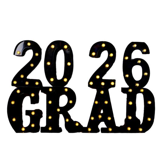 8/9Pcs 2026 Grad Light-up Letter Sign LED Marquee Letter Light Battery Powered Kindergarten High School College Graduation Party Decor
