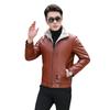 Зимняя новая меховая цельная мужская куртка среднего возраста из утолщенной разноцветной бархатной кожи PU