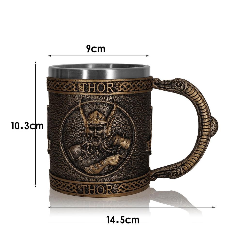 Кружка с черепом воина викинга с вкладышем из нержавеющей стали, средневековая пивная кружка, кружка для кофе, 550 мл GRGR