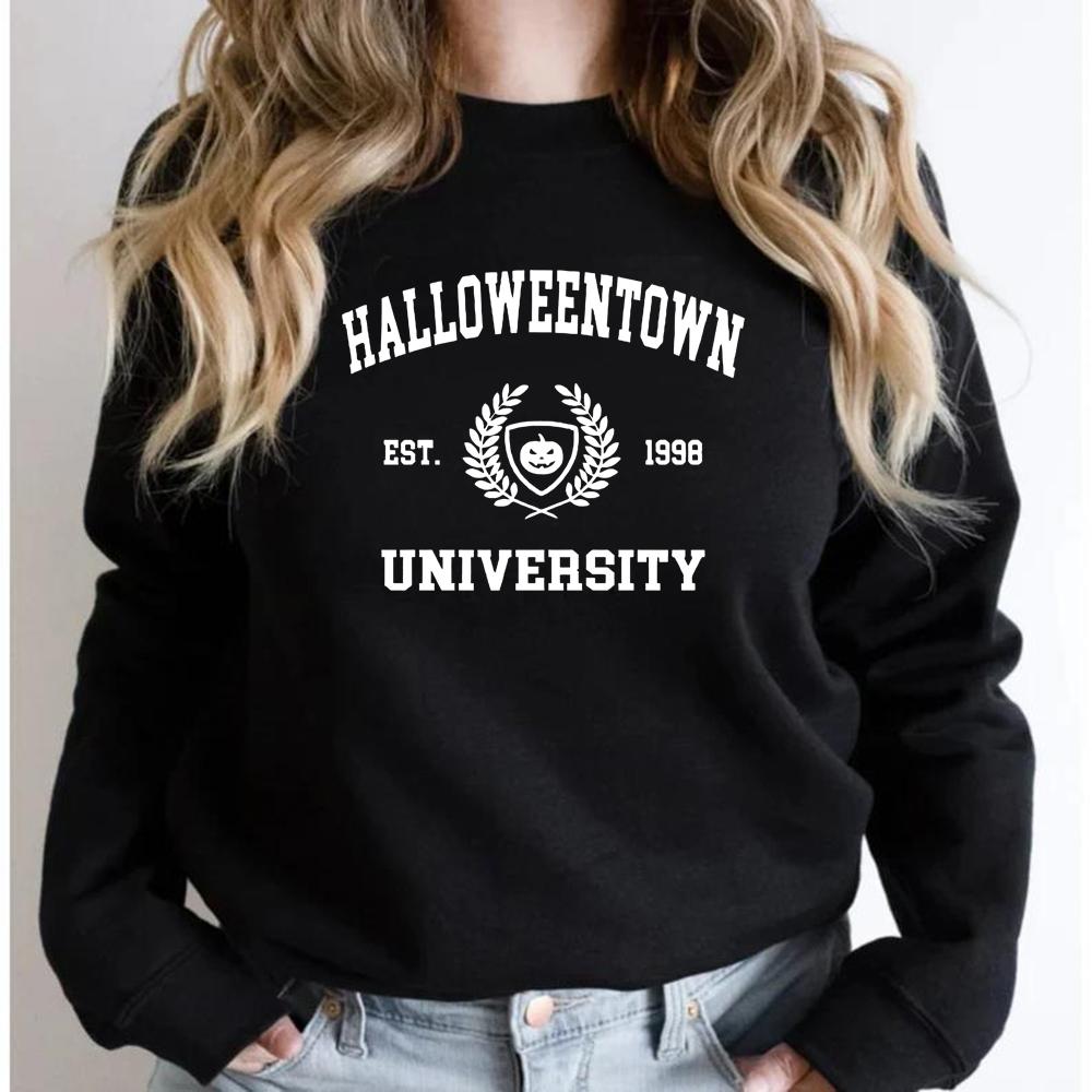Толстовка с круглым вырезом Halloweentown University, толстовка с капюшоном на Хэллоуин, толстовки с капюшоном Pumpkin, женская осенняя толстовка с графическим принтом, повседневные топы-пуловеры