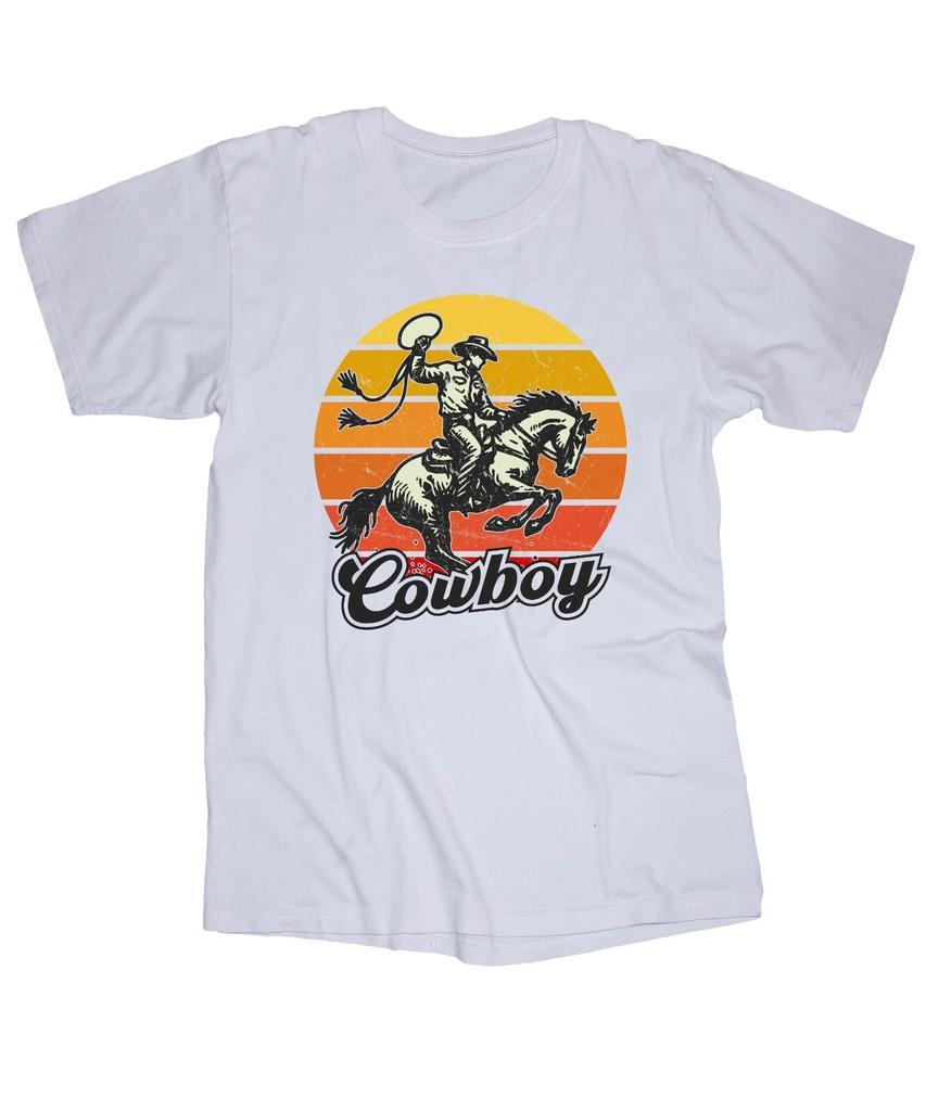 Cowboy White T-shirt Rodeo Roping Ranch Horses Riding Country