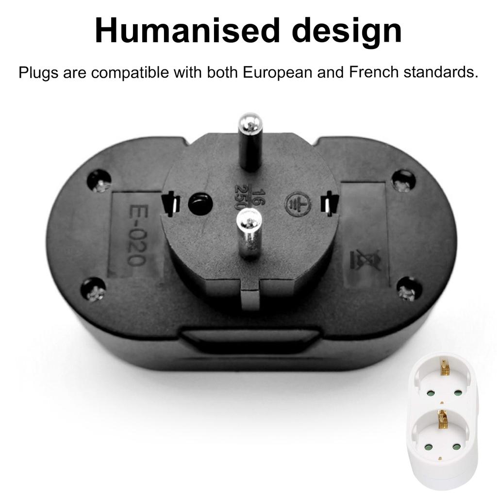 Upgrades Double Outlet Adapter for Euro/German Sockets Electrical Socket Extender for Simultaneous Device Charging