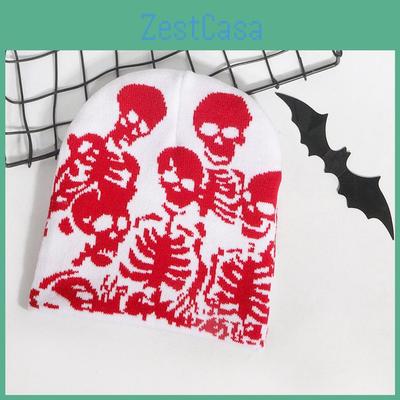 Шапка с вязаным узором черепа для осенне-зимней уличной моды, аксессуар