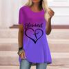 Женская летняя фиолетовая футболка с надписью Love размера плюс, удобная футболка с короткими рукавами и круглым воротником, повседневные мешковатые футболки средней длины