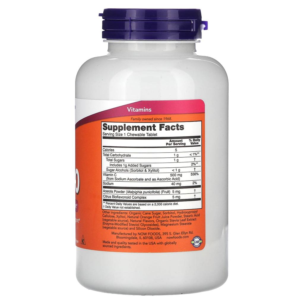 Chewable C-500, Orange, 100 Tablets