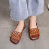Large Size Shallow Mouth Square Head Flat Sole Shoes Women's Spring 2025 New Retro Fashion Casual Shoes Women
