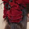 Women Hair Claw Large Pleated Velvet Multi-Layered Bowknot Decor Versatile Hair Clamp