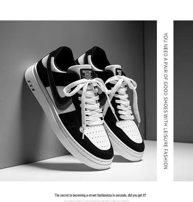 2024 Универсальные мужские черно-белые кеды на мягкой подошве - Дышащие, в трендовом корейском стиле для повседневной носки, Горячо продаваемые среди студентов.