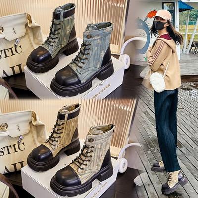 Кожаные ботинки Мартин женские осенние новые рваные ковбойские ботинки на толстом каблуке детские повседневные женские ботинки на толстой подошве короткие ботинки