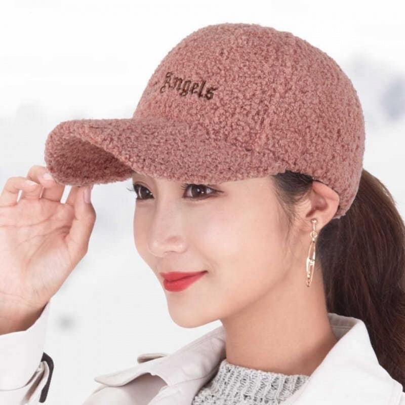 Шапка из меха ягненка, женская осенне-зимняя толстая теплая бейсболка, корейская версия, универсальная японская кепка для студентов Tide