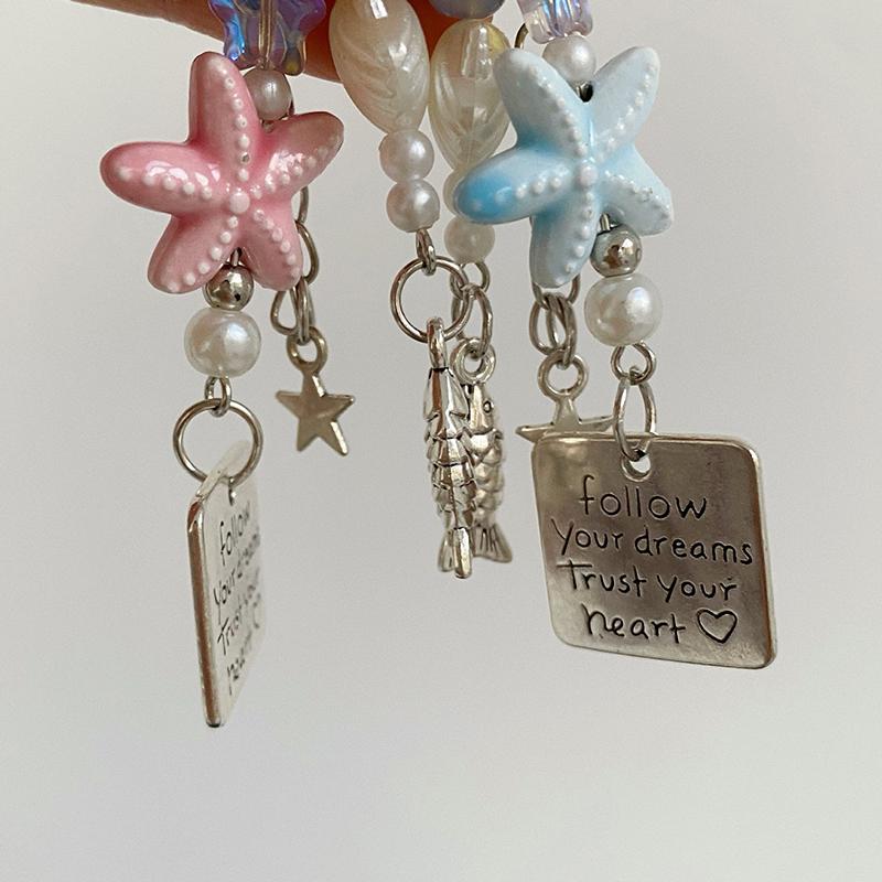 Летняя цепочка для телефона в виде морской звезды Y2K Сладкий бисерный ремешок для мобильного телефона Брелок Девчачий милый Ins Подвеска-шарм для телефона