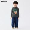 M.Latin 2025 Winter Kids' Stretchy Velour Half-High Collar T-Shirt