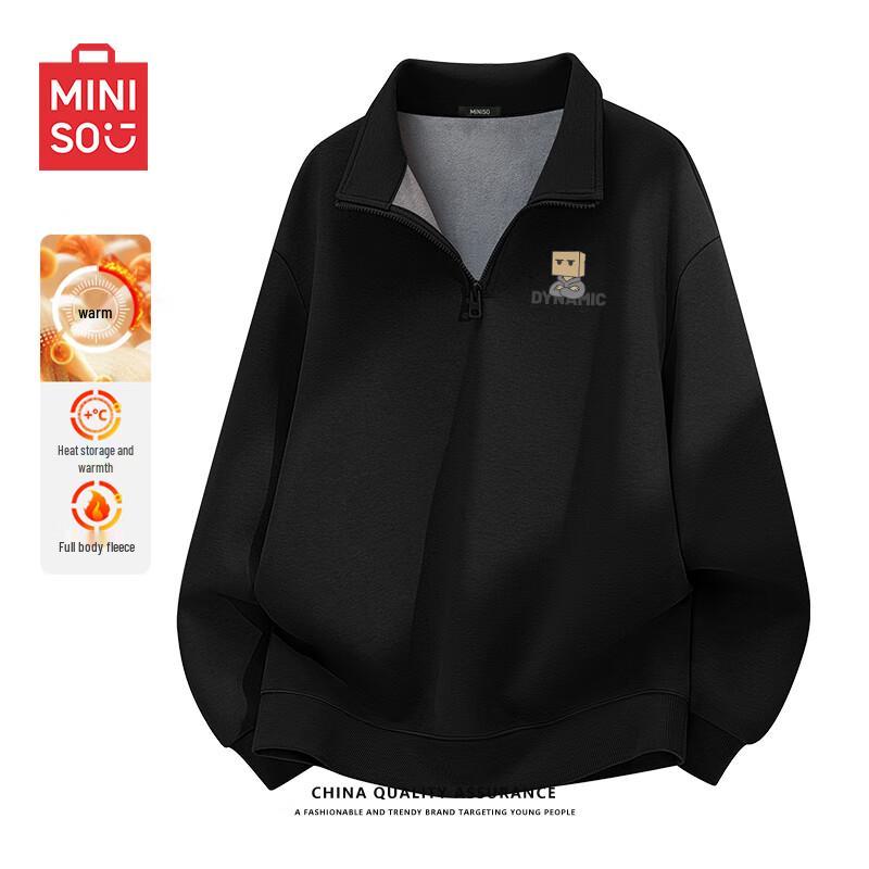 MINISO Men's Heavyweight Fleece Half-Zip Stand Collar Sweatshirt Z
