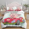 Cartoon Lovely Pig Comfortable Duvet Quilt Cover Pillowcase Bedding Set Children Bedroom Decoration Home Textile