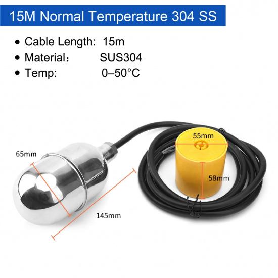 Stainless Steel Cable Float Ball Liquid Level Float Switch Durable Tank Level Sensor for Water