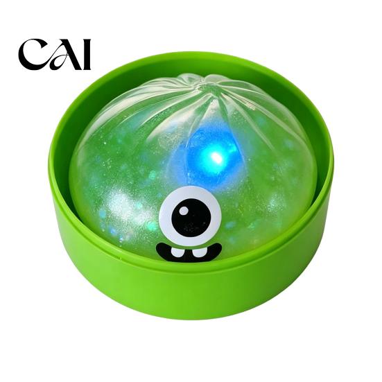 Dumpling Toy Halloween Glitter Squeeze Toy, Spooky Ghost Pumpkin with Steamer, Cute Durable Stress Balls Slow Rising Bun Fidget LED Light for Anxiety