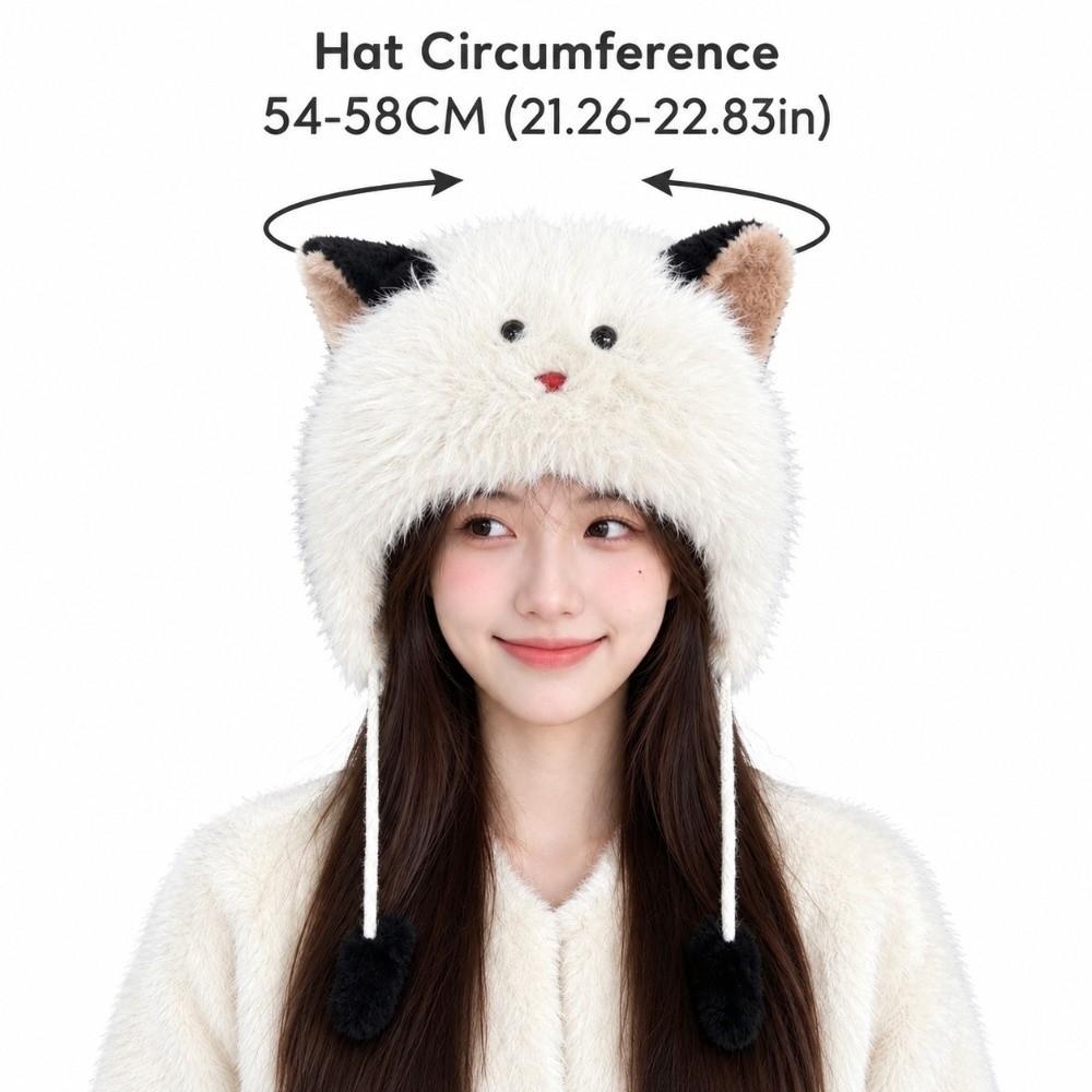 Ear Protection Plush Beanie Warm Lei Feng Cap Cute Faux Fur Hat for Women