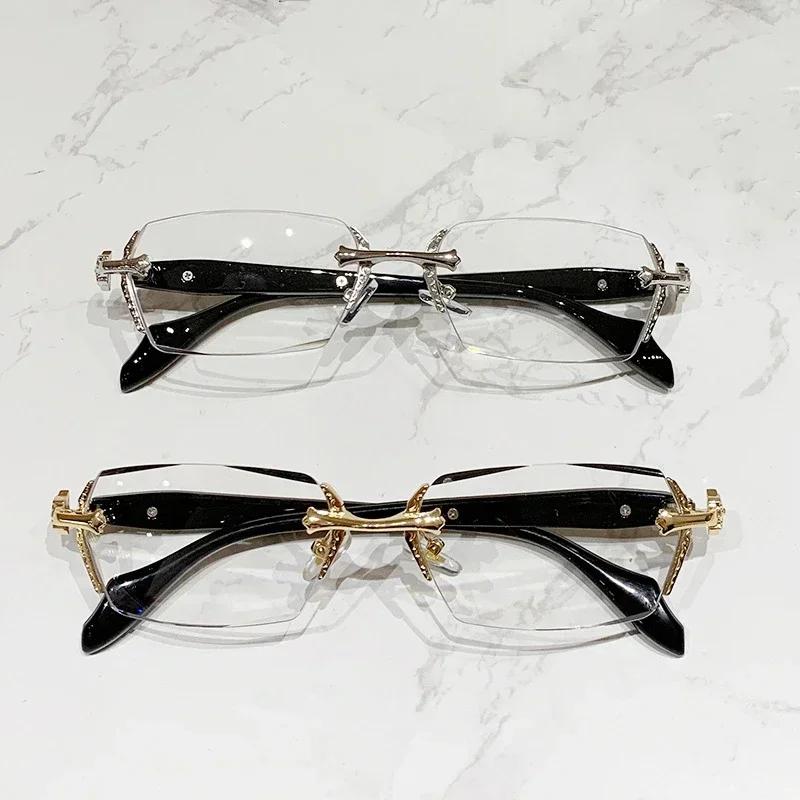 Neutral Fashion New Rimless Presbyopic Glasses Advanced Sense of Metal Eyeglass Frames HD Anti-blue Light Reading Glasses