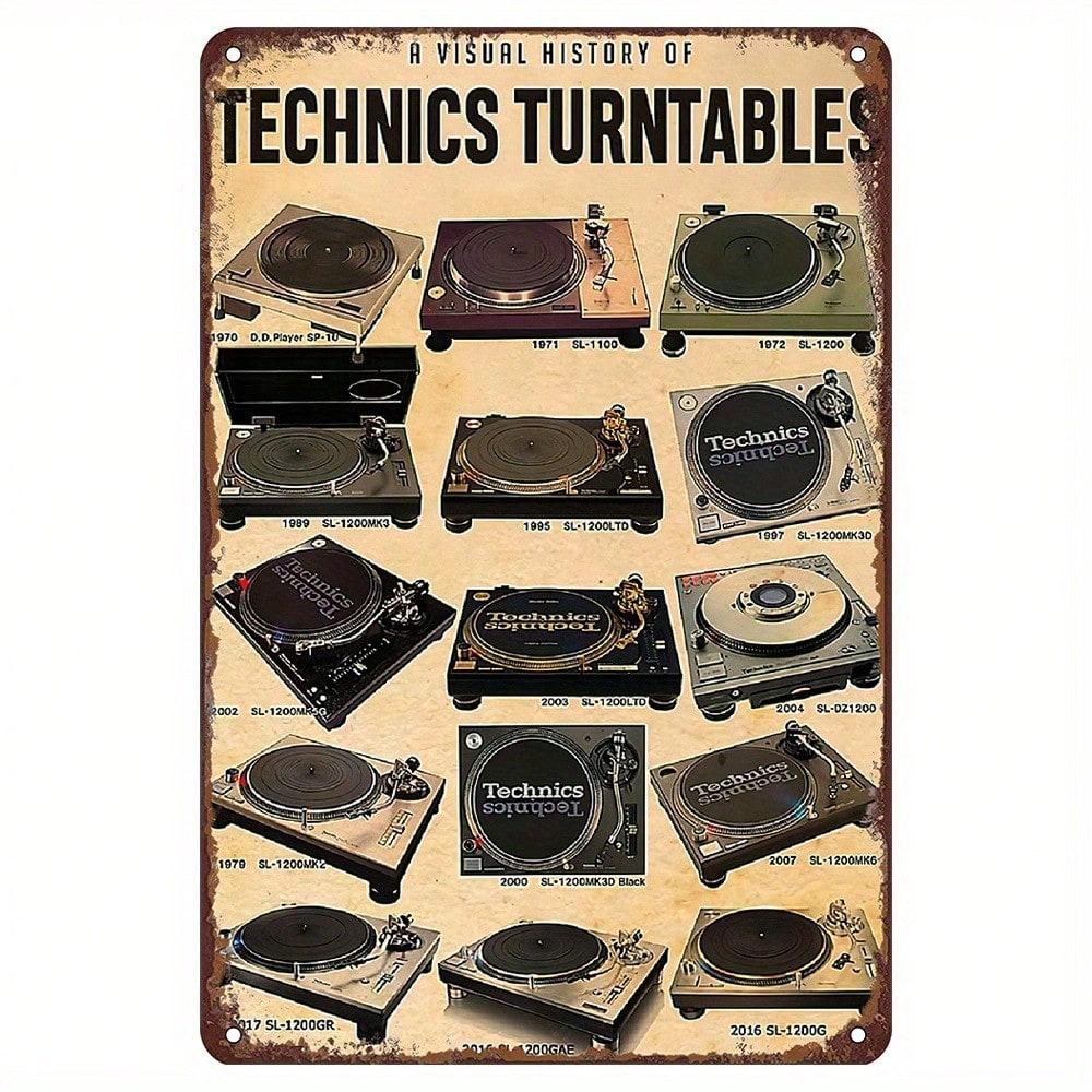 Винтажный проигрыватель Technics Металлическая жестяная табличка Ретро Настенный декор Постер Домашний бар Кафе