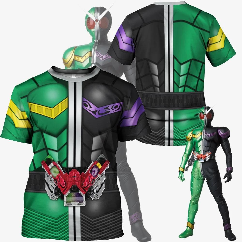 Футболки Kamen Rider W CycloneJoker Японское Токусацу Косплей 3D Печать Детские Футболки Летние Мужские/Женские Харадзюку Короткий Рукав Y2k Топ