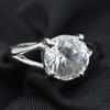 Silver Ring White Color Sapphire Ring Size 8.5 Round Shape Gemstone 23.15 Carat AR-3130-Sa