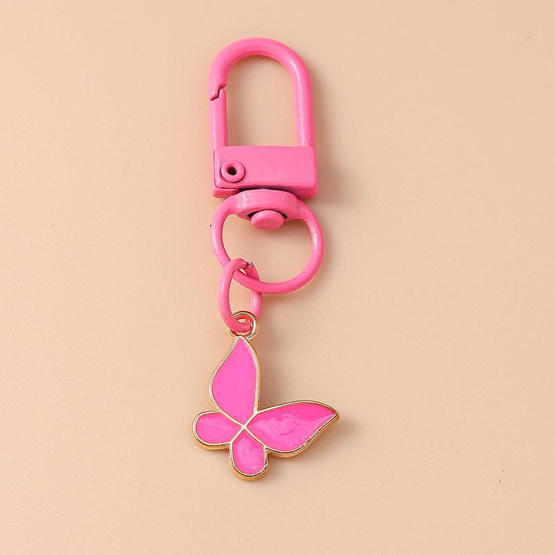 Cute Enamel Flower Keychain Butterfly Key Ring Pendant for Women Girls Handbag Decor DIY Handmade Jewelry Gift