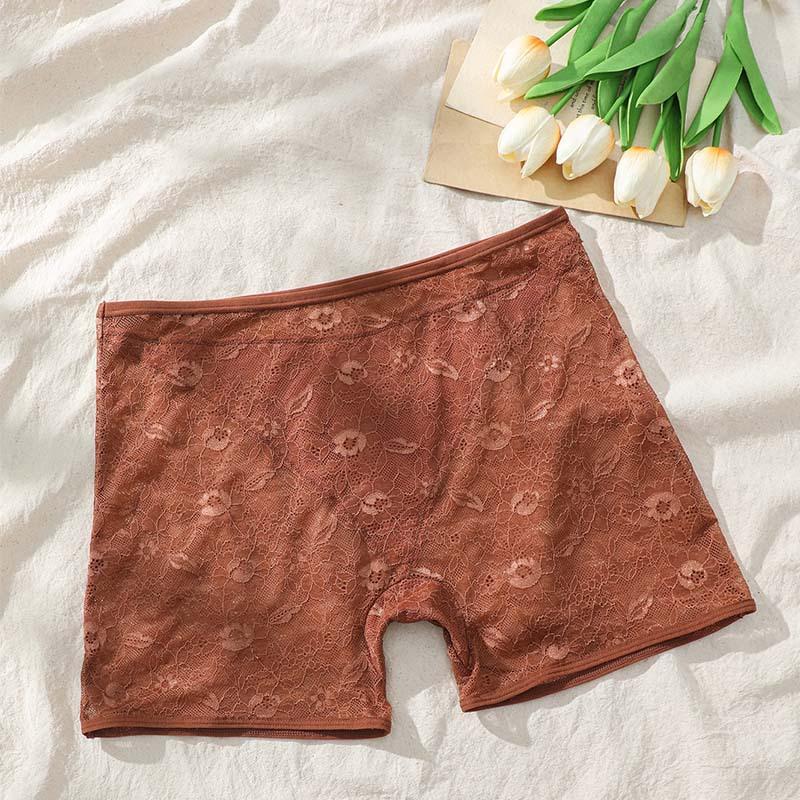 Plus Size Women Safety Pants Lace Breathable Underwear Women Boxer Briefs Sexy Hollow Women Boxer Briefs Cotton Solid Color Safety Bottoms
