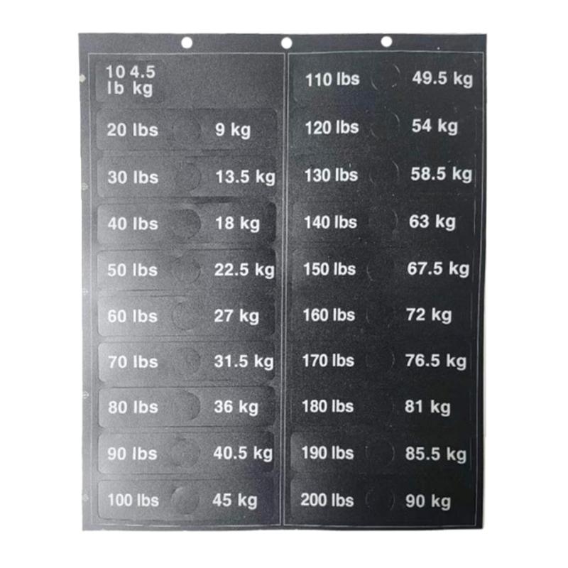 Gym Equipment Weight Sticker Weight Stack Labels 4.5kg To 90kg Weight Block Sticker for Weight Machine Attachments