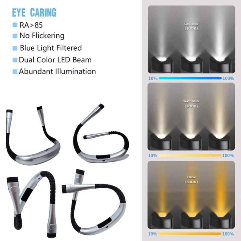 Foldable Hands Less Lamp For Hobbies Vehicle Repair Night Fishing Crafting Maintenance 1000mAh Battery Adjustable Color