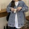IHUASU Женская джинсовая куртка Niche Design Sense Loose Осень-зима средней длины Chic Top