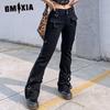 GMXIA Women's Fashion Casual Solid Color Print High Waist Pants & Capris