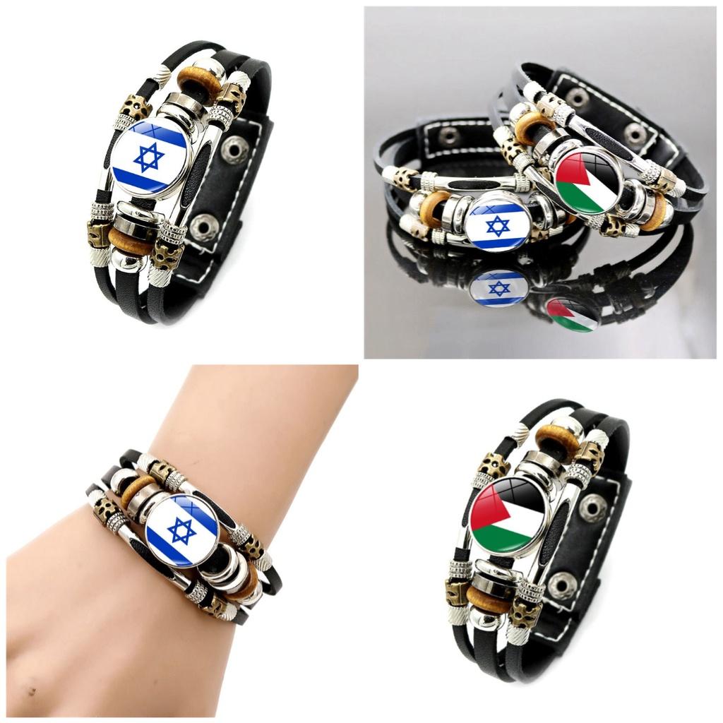 Израильско-палестинский кожаный браслет в европейском и американском панк-стиле, многослойный браслет из бусин