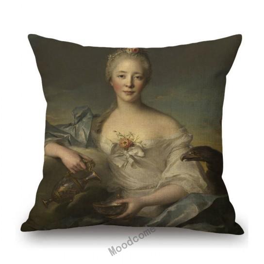 French Madame British Duchess Princess Rococo Oil Painting Art Royal Court Hotel Lobby Wall Decoration Pillow Case Cushion Cover