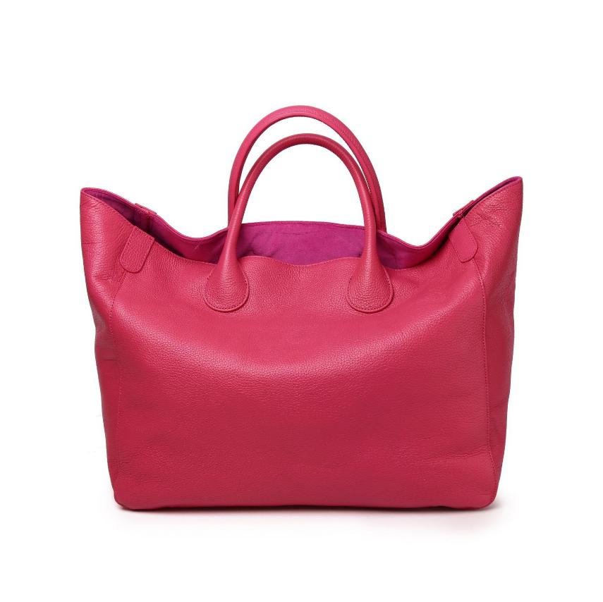 Cute Bag Lucky Bag Open Real Leather Bag Hand-held Women's Bag Simple And Personalized Tote Leather Bag Large Capacity