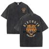 Более сильный принт Tiger Sport Стирка Футболка Женская Летняя Удобная Стиранная Футболка Повседневная Короткая Одежда Мягкий Хлопок Унисекс Одежда