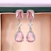 Elegant Light Luxury Pink Zircon Earrings for Women High-End Temperament Trendy Zircon Accessory