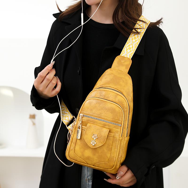 Женская нагрудная сумка, винтажная сумка через плечо из ПУ, многофункциональная сумка через плечо