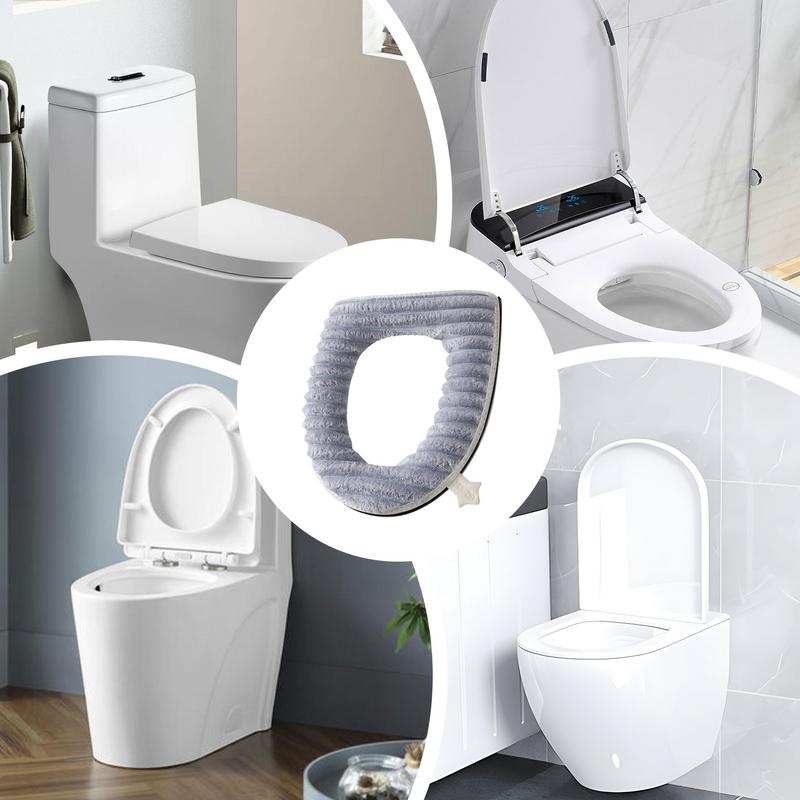 Зимний теплый чехол-мат для сиденья унитаза, портативная подушка-сиденье для ванной комнаты с ручкой, утолщенный мягкий моющийся утеплитель, аксессуары