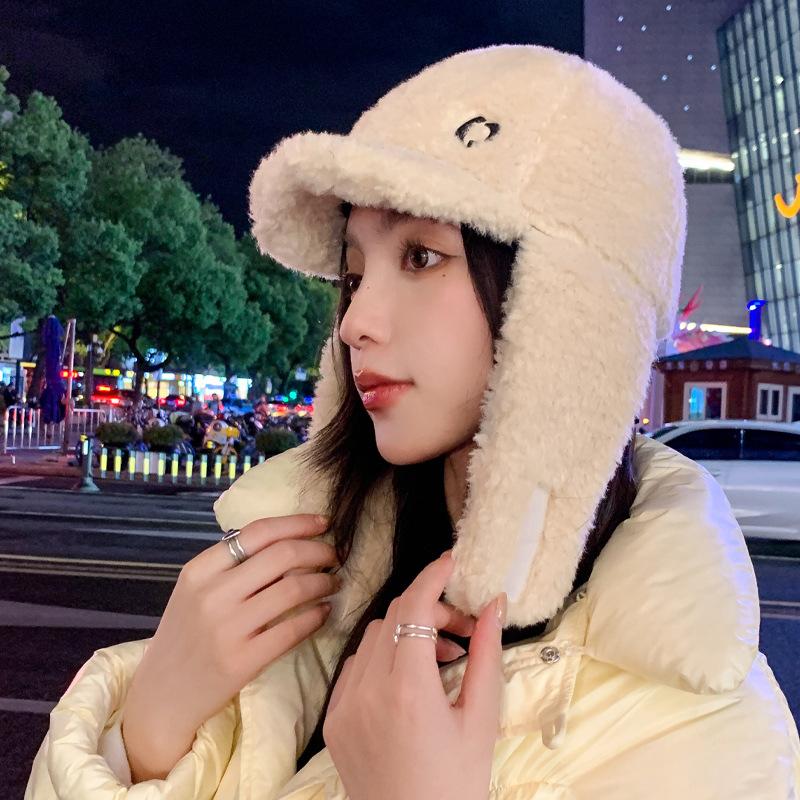 Women's Korean Version Autumn and Winter New Style Fluffy Baseball Cap for Winter Warm Ear Protection Hat Riding Cold Lei Feng Hat Thick