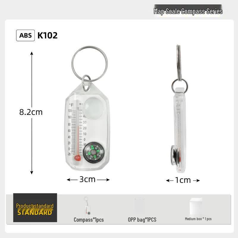 Mini Portable Keychain Carabiner Compass Thermometer