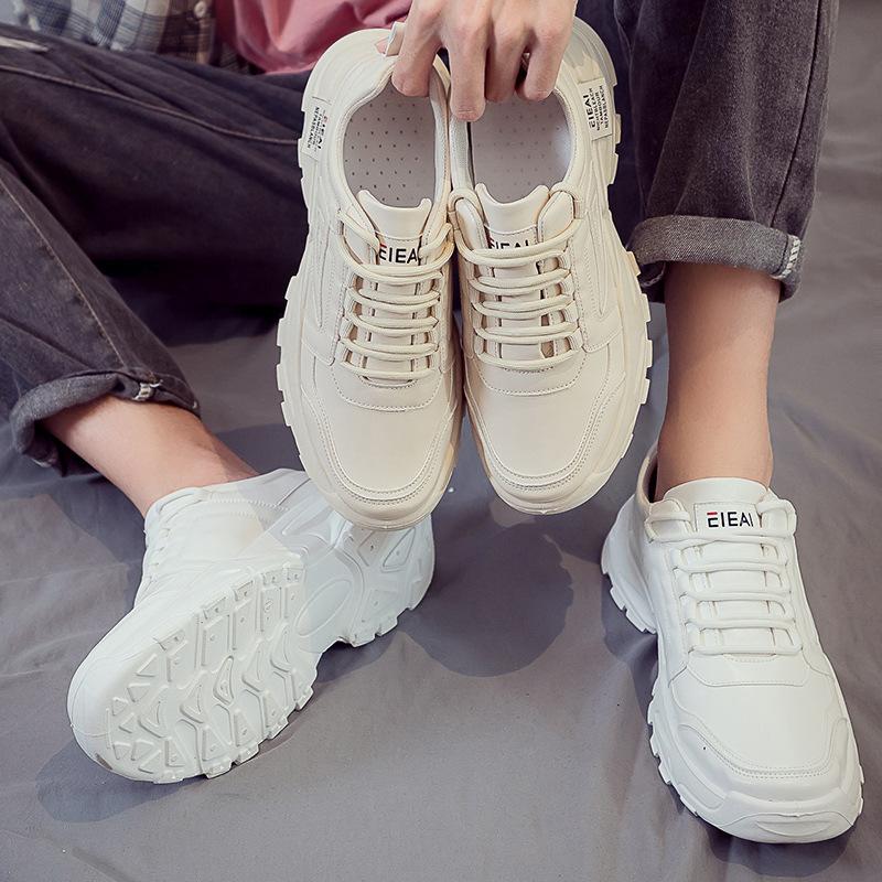 New men's shoes autumn men's deodorant sports and leisure versatile little white men's leather shoes heightening dad shoes