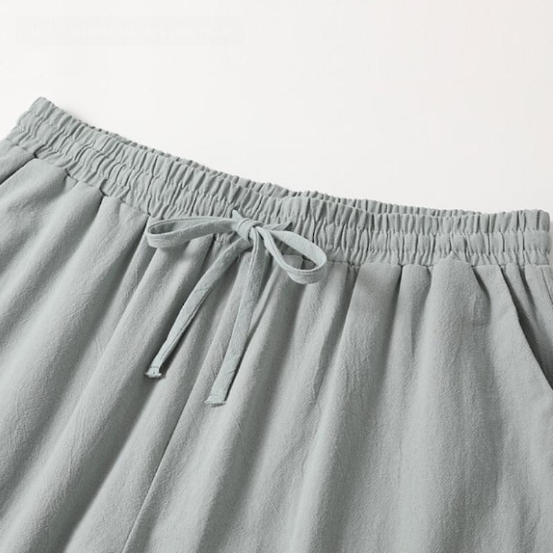 Men's Cotton Linen Trousers Summer Trousers Beach Trousers Drawstring Stretch Straight Trousers Comfortable Breathable Casual Daily Casual Trousers