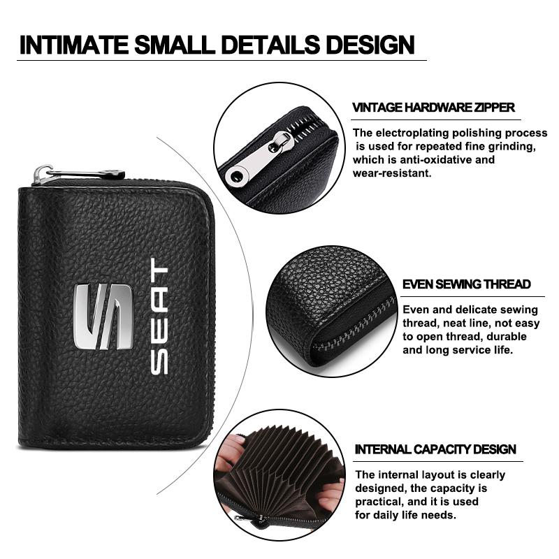 Кошелек для водительских прав, ID-карты, банковской карты, автомобильный стайлинг для SEAT Leon 5F Ibiza 5 6 MII Altea Toledo 3 Cordoba Alhambra