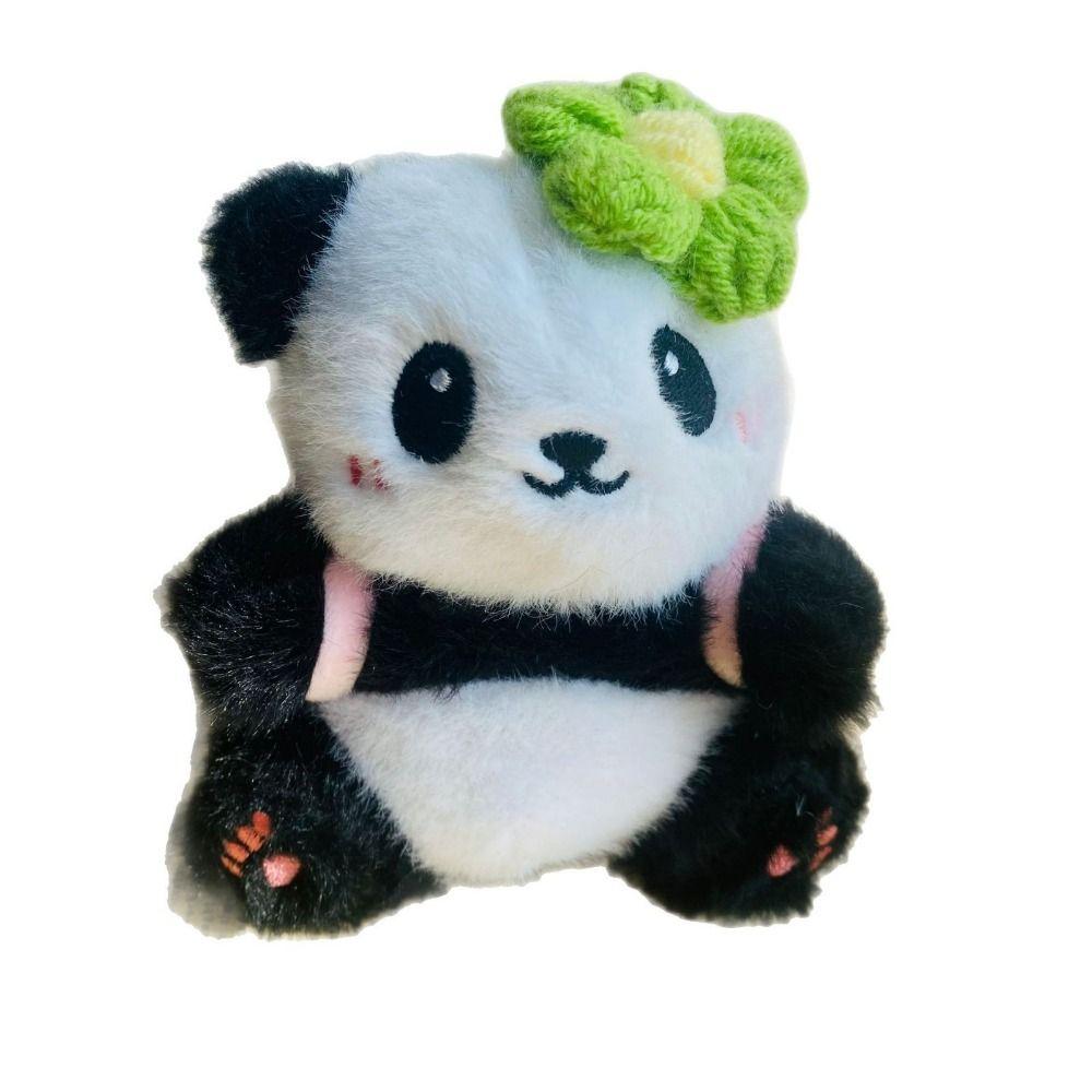 Flower Cartoon Panda Pendant Cute Key Ring Plush Panda Key Chain  School Bag Pendant